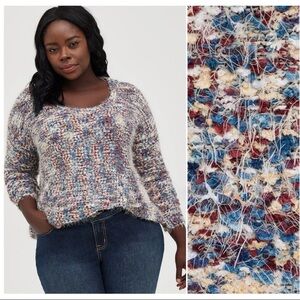 SOLD!! EUC TORRID Drop Shoulder Popcorn Eyelash Sweater Multi-Colored - 2X